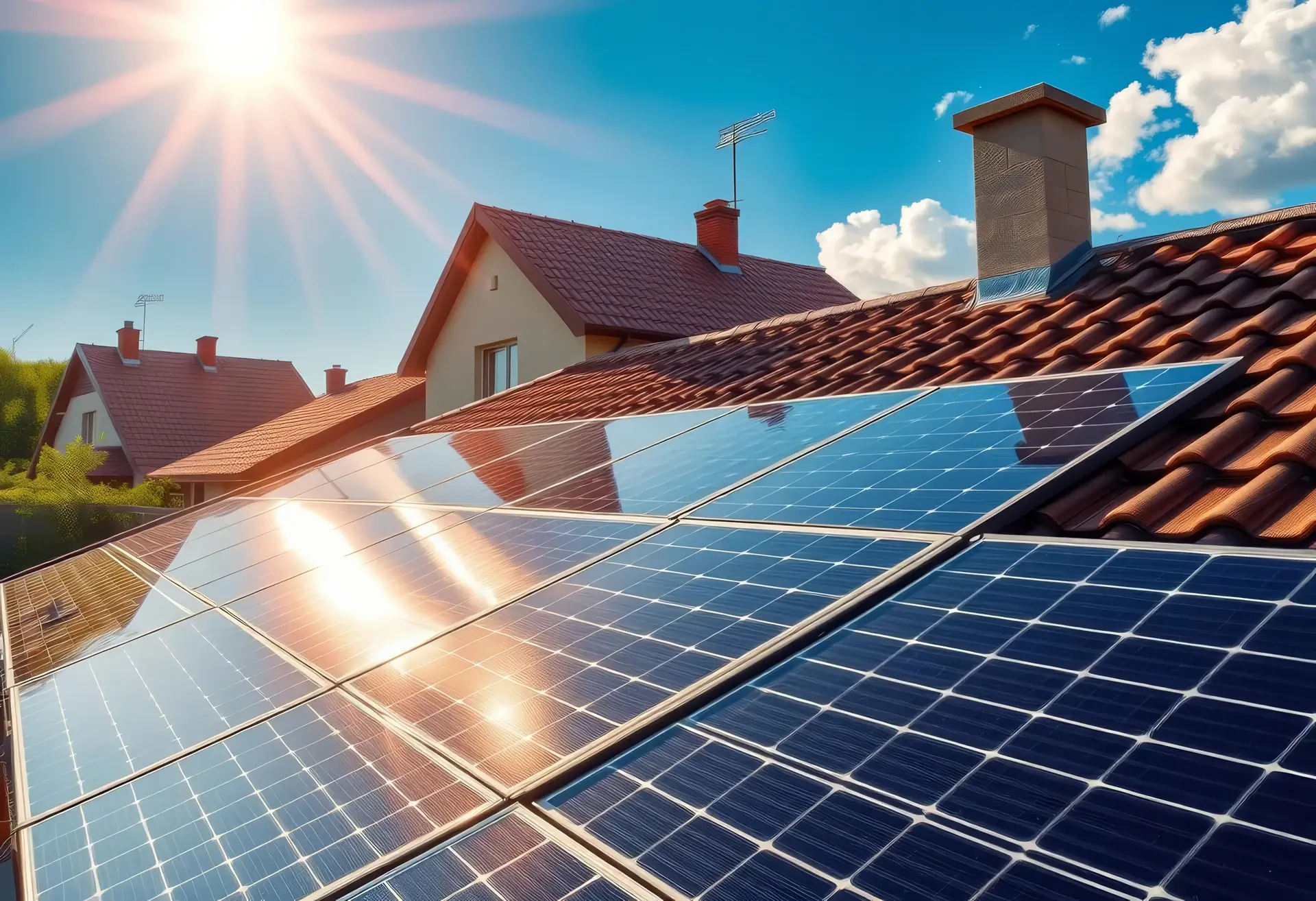 Solar energy on the roof of the house